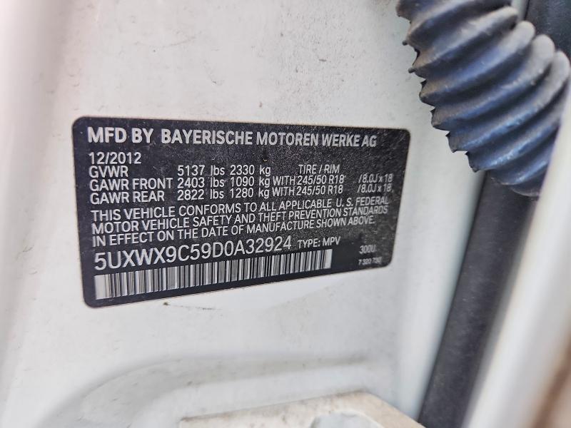 2013 Bmw X3 მანქანა იყიდება აუქციონზე, vin: 5UXWX9C59D0A32924, აუქციონის ნომერი: 55020846