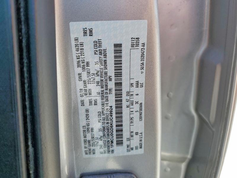 Aukcja sprzedaży 2019 Ford Escape, vin: 1FMCU0GD8KUC49924, numer aukcji: 52807286