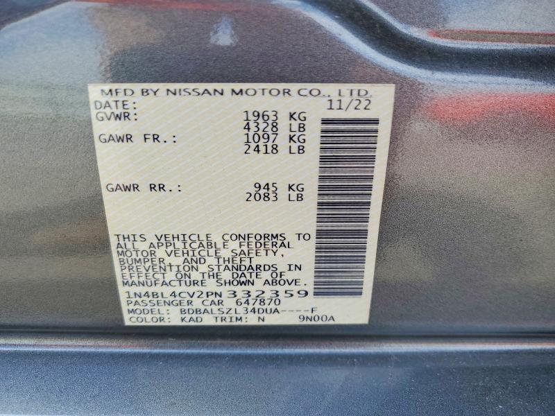 Продаж на аукціоні авто 2023 Nissan Altima, vin: 1N4BL4CV2PN332359, номер лоту: 51975166