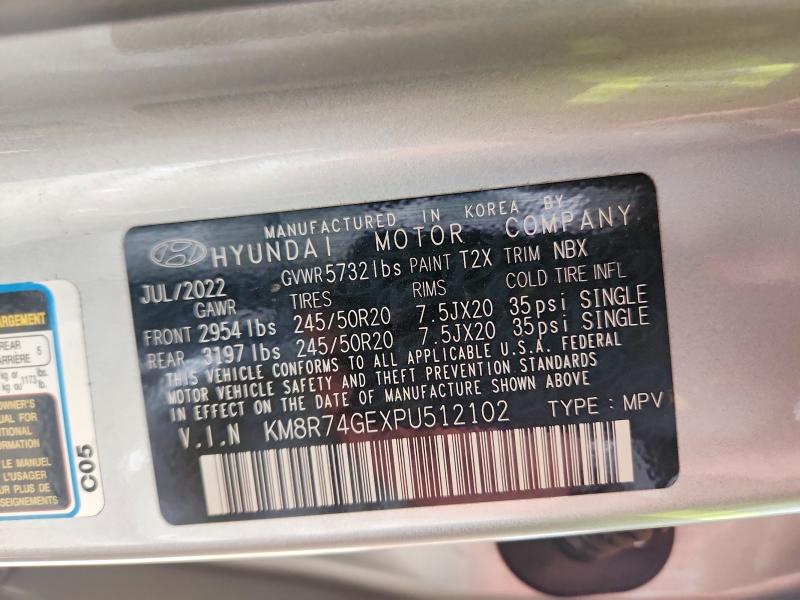 52610926 :رقم المزاد ، KM8R74GEXPU512102 vin ، 2023 Hyundai Palisade مزاد بيع