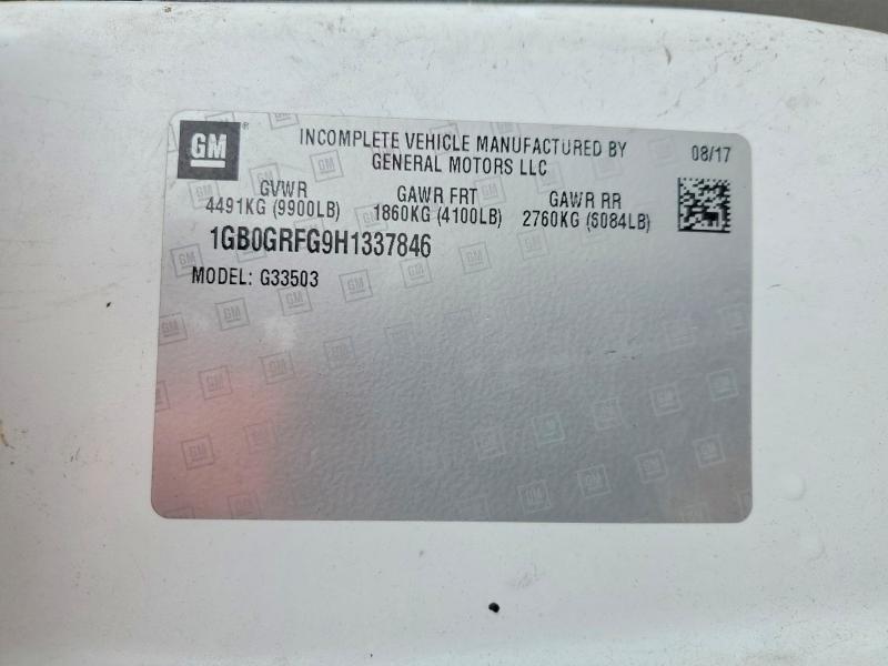 54604586 :رقم المزاد ، 1GB0GRFG9H1337846 vin ، 2017 Chevrolet Express G3500 مزاد بيع