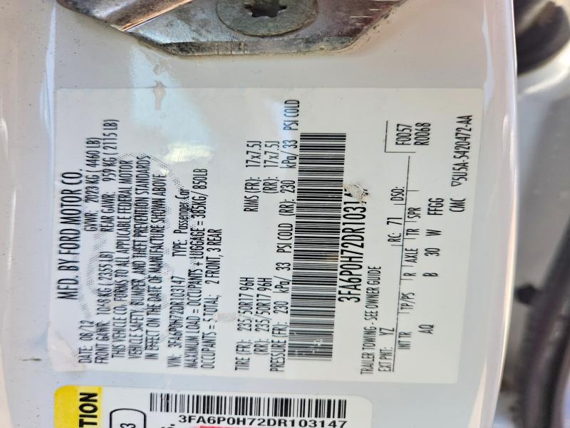 Продажа на аукционе авто 2013 Ford Fusion, vin: 3FA6P0H72DR103147, номер лота: 52552206