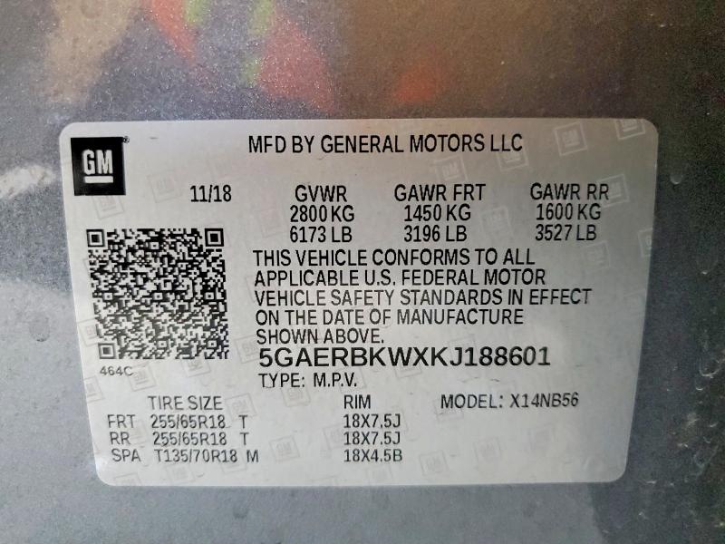 Aukcja sprzedaży 2019 Buick Enclave, vin: 5GAERBKWXKJ188601, numer aukcji: 53815986