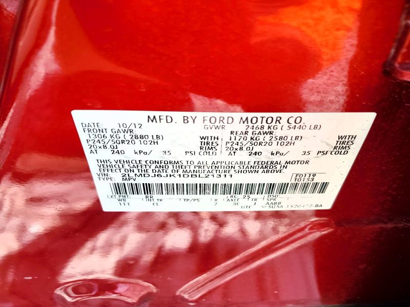 Продажа на аукционе авто 2013 Lincoln Mkx, vin: 2LMDJ6JK1DBL21311, номер лота: 51885956
