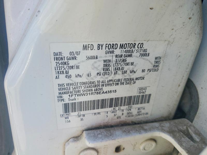 53136416 :رقم المزاد ، 1FTWW31R78EA43515 vin ، 2008 Ford F350 مزاد بيع