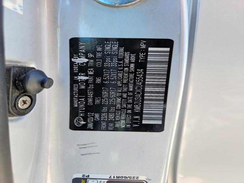 54920376 :رقم المزاد ، KM8JU3ACXCU455434 vin ، 2012 Hyundai Tucson مزاد بيع