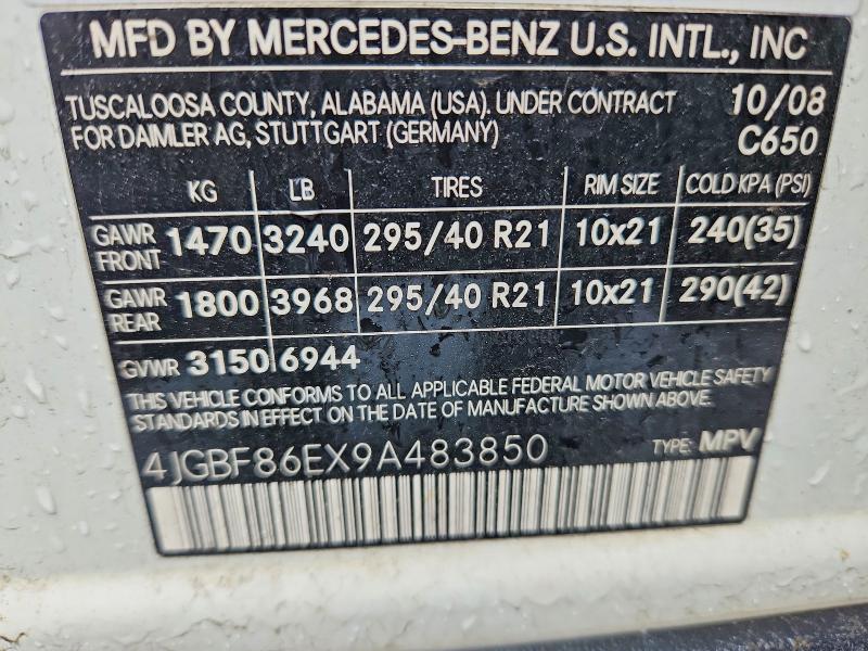 2009 Mercedes-benz Gl მანქანა იყიდება აუქციონზე, vin: 4JGBF86EX9A483850, აუქციონის ნომერი: 53195896