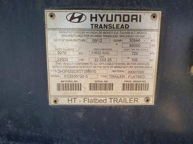 52226486 :رقم المزاد ، 3H3F532C6DT398010 vin ، 2013 Hyun Trailer مزاد بيع