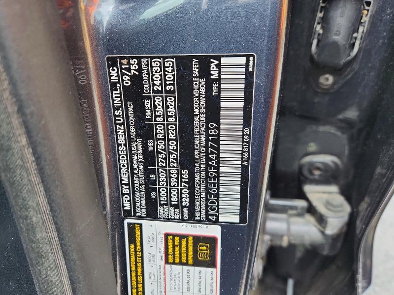 2015 Mercedes-benz Gl მანქანა იყიდება აუქციონზე, vin: 4JGDF6EE9FA477189, აუქციონის ნომერი: 53519796