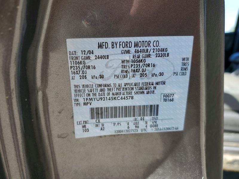 2005 Ford Escape მანქანა იყიდება აუქციონზე, vin: 1FMYU93145KC44578, აუქციონის ნომერი: 52185116