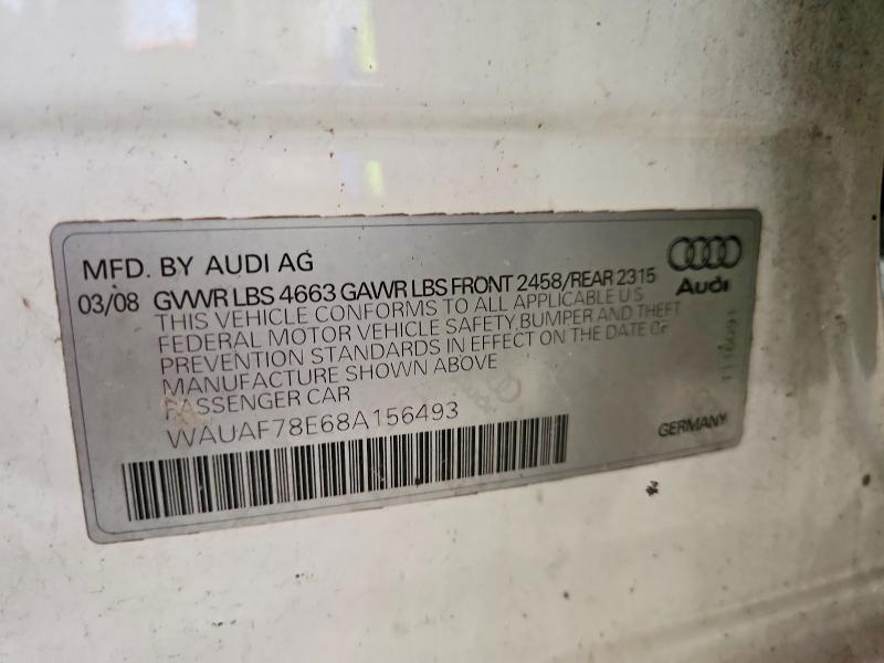 52083886 :رقم المزاد ، WAUAF78E68A156493 vin ، 2008 Audi A4 مزاد بيع