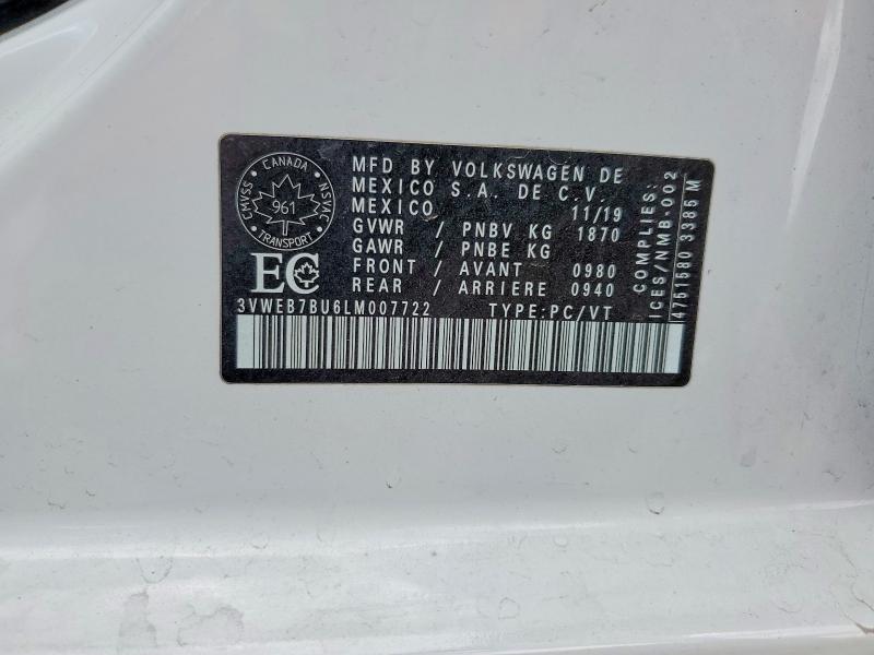 54148026 :رقم المزاد ، 3VWEB7BU6LM007722 vin ، 2020 Volkswagen Jetta مزاد بيع