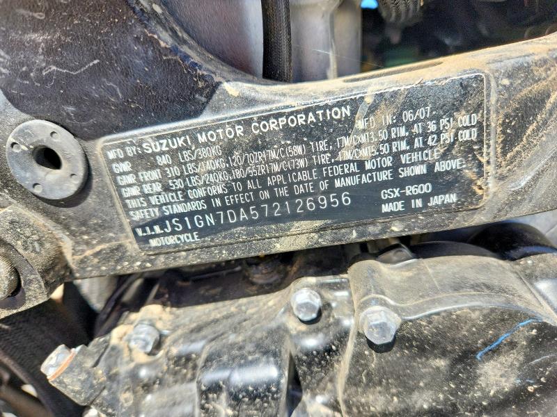 Продаж на аукціоні авто 2007 Suzuki Gsx-r600, vin: JS1GN7DA572126956, номер лоту: 53456586