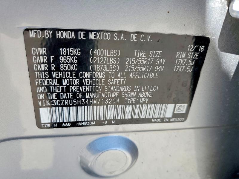 Aukcja sprzedaży 2017 Honda Hr-v, vin: 3CZRU5H34HM713204, numer aukcji: 52767476