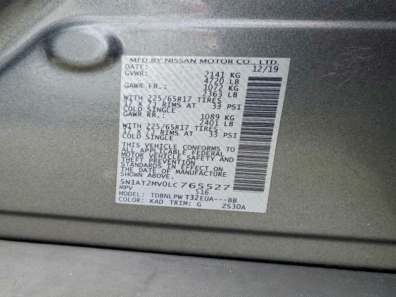 Продаж на аукціоні авто 2020 Nissan Rogue, vin: 5N1AT2MV0LC765527, номер лоту: 52431456