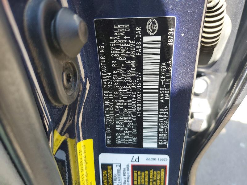 2015 Toyota Camry Hybrid მანქანა იყიდება აუქციონზე, vin: 4T1BD1FK0FU151977, აუქციონის ნომერი: 53079496