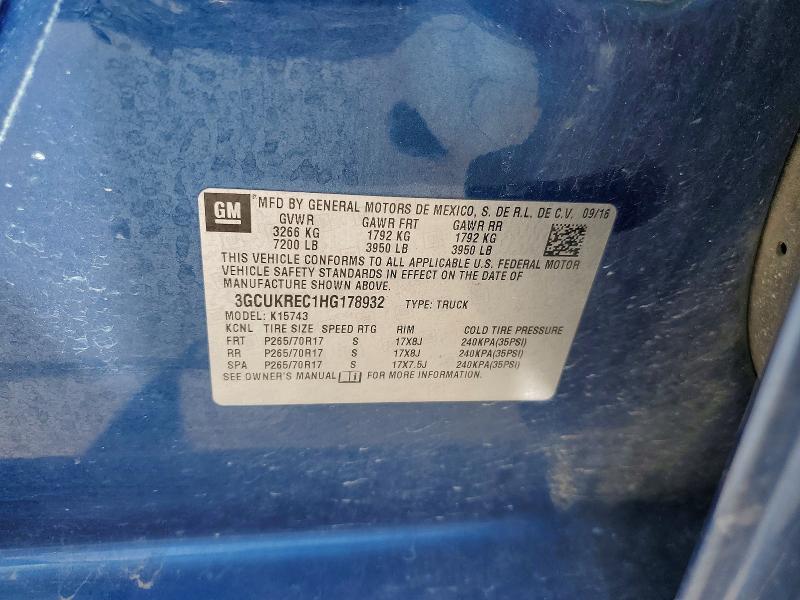 2017 Chevrolet Silverado მანქანა იყიდება აუქციონზე, vin: 3GCUKREC1HG178932, აუქციონის ნომერი: 54722466
