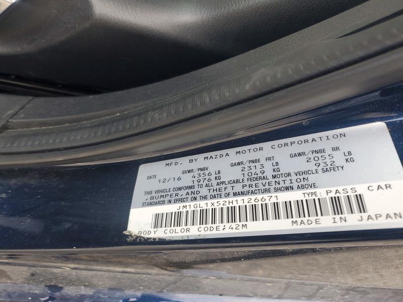 Продажа на аукционе авто 2017 Mazda 6, vin: JM1GL1X52H1126671, номер лота: 52572416