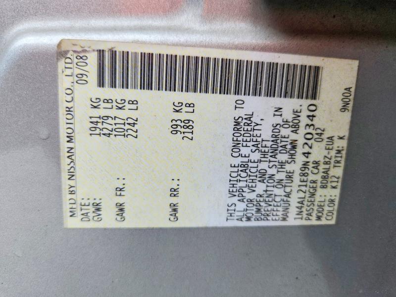 Aukcja sprzedaży 2009 Nissan Altima, vin: 1N4AL21E89N420340, numer aukcji: 54461116