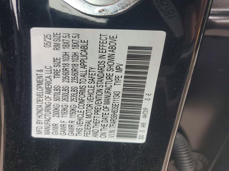53321846 :رقم المزاد ، 7FARS6H83SE111343 vin ، 2025 Honda Cr-v مزاد بيع
