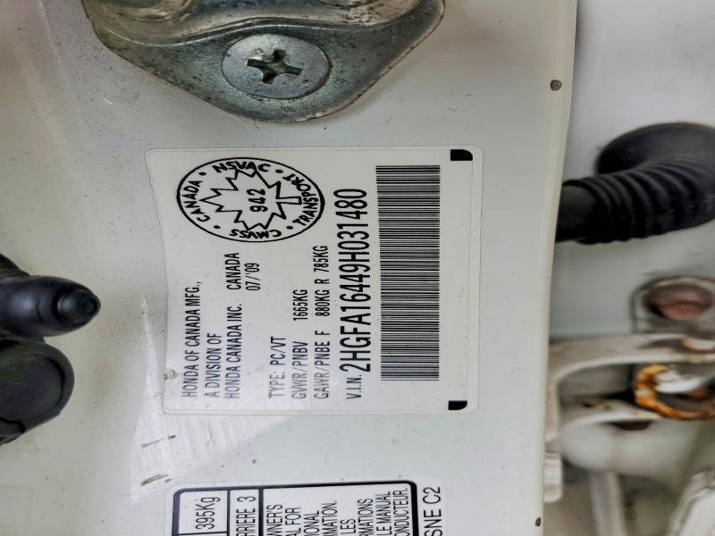 2009 Honda Civic მანქანა იყიდება აუქციონზე, vin: 2HGFA16449H031480, აუქციონის ნომერი: 53052026