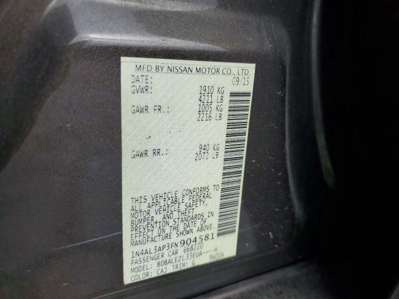Aukcja sprzedaży 2015 Nissan Altima, vin: 1N4AL3AP3FN904581, numer aukcji: 53811286