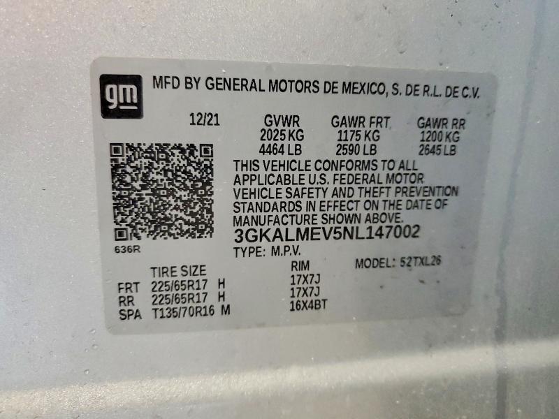 2022 Gmc Terrain მანქანა იყიდება აუქციონზე, vin: 3GKALMEV5NL147002, აუქციონის ნომერი: 53910326
