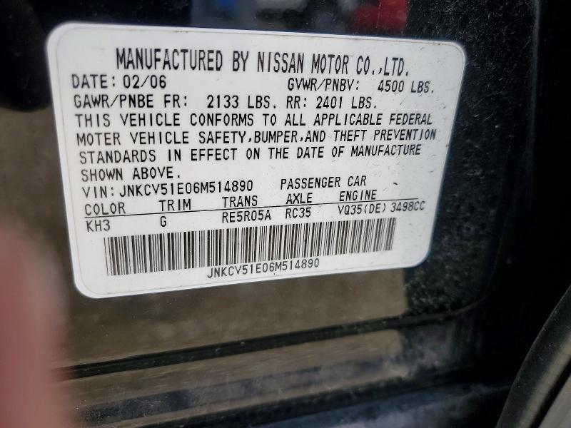 Продажа на аукционе авто 2006 Infiniti G35, vin: JNKCV51E06M514890, номер лота: 53726886
