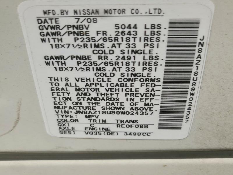 Aukcja sprzedaży 2009 Nissan Murano, vin: JN8AZ18U89W024357, numer aukcji: 53957016