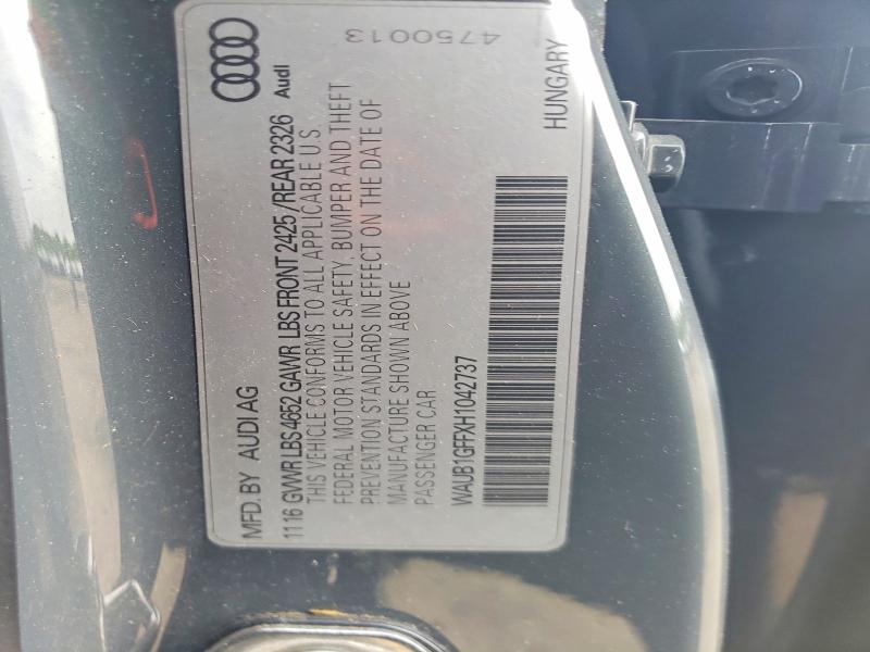 Aukcja sprzedaży 2017 Audi S3, vin: WAUB1GFFXH1042737, numer aukcji: 53914166