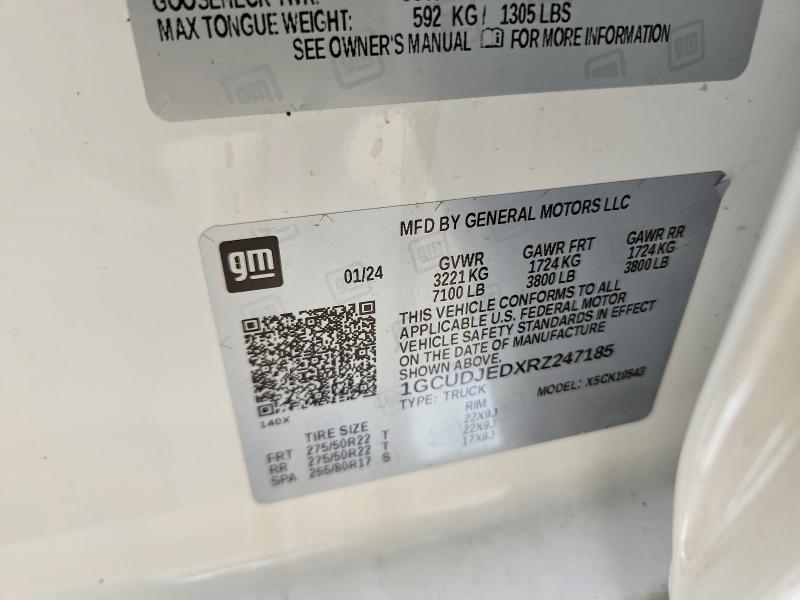 52520686 :رقم المزاد ، 1GCUDJEDXRZ247185 vin ، 2024 Chevrolet Silverado مزاد بيع