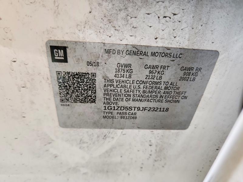 Aukcja sprzedaży 2018 Chevrolet Malibu, vin: 1G1ZD5ST9JF232118, numer aukcji: 54498046
