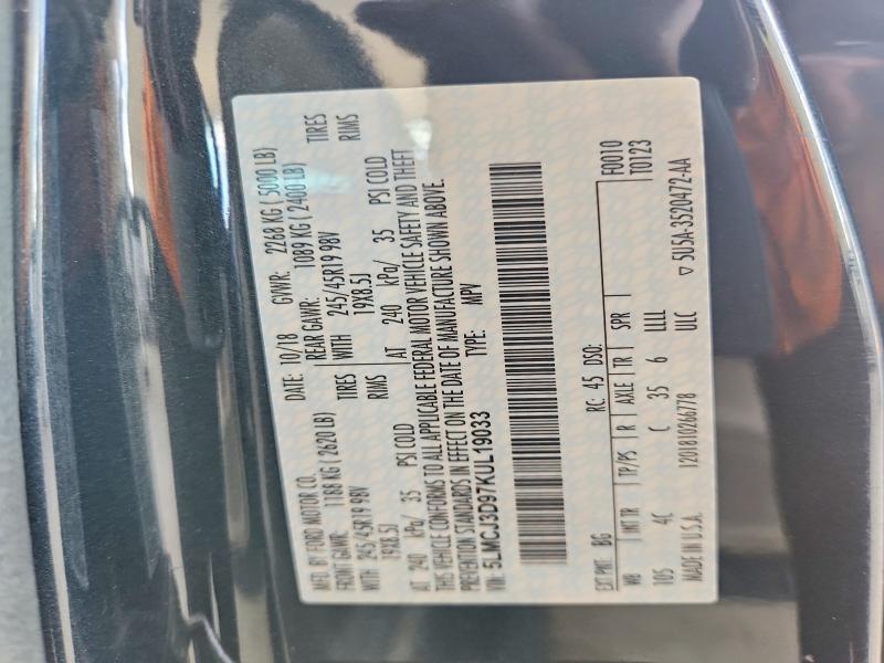 2019 Lincoln Mkc მანქანა იყიდება აუქციონზე, vin: 5LMCJ3D97KUL19033, აუქციონის ნომერი: 53305116