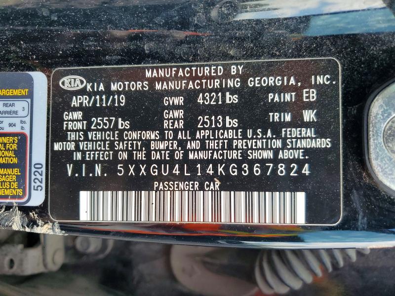 Продаж на аукціоні авто 2019 Kia Optima, vin: 5XXGU4L14KG367824, номер лоту: 52864666