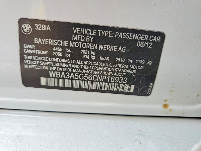 Продаж на аукціоні авто 2012 Bmw 328, vin: WBA3A5G56CNP16933, номер лоту: 53200996