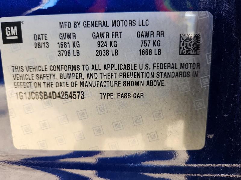 52527756 :رقم المزاد ، 1G1JC6SB4D4254573 vin ، 2013 Chevrolet Sonic مزاد بيع