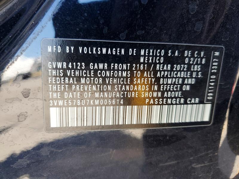 Aukcja sprzedaży 2019 Volkswagen Jetta, vin: 3VWE57BU7KM005614, numer aukcji: 53071956