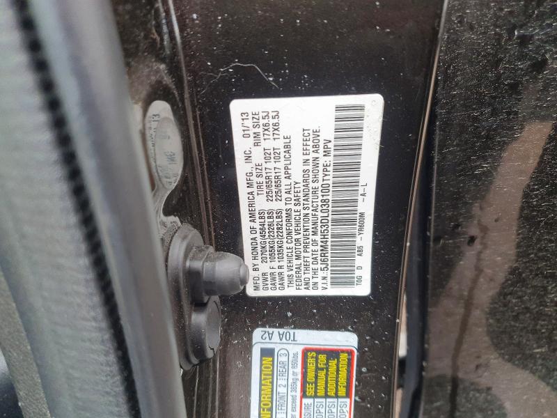 2013 Honda Cr-v მანქანა იყიდება აუქციონზე, vin: 5J6RM4H53DL038100, აუქციონის ნომერი: 55001826