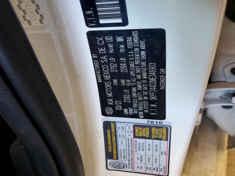 52707876 :رقم المزاد ، 3KPF24AD2ME346903 vin ، 2021 Kia Forte مزاد بيع