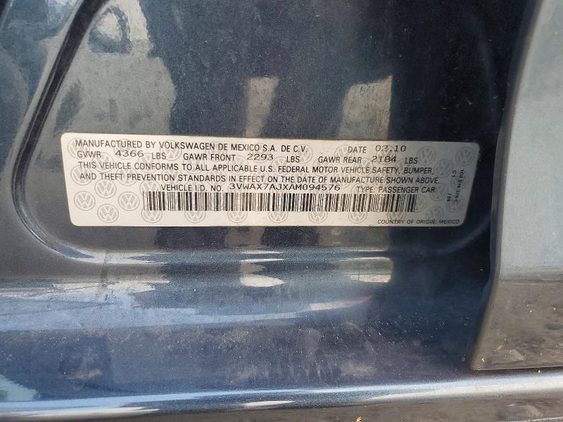 Aukcja sprzedaży 2010 Volkswagen Jetta, vin: 3VWAX7AJXAM094576, numer aukcji: 51482316