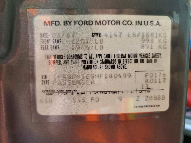 Продажа на аукционе авто 1987 Ford Mustang, vin: 1FABP41E9HF180499, номер лота: 54593076