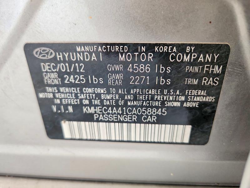 Aukcja sprzedaży 2012 Hyundai Sonata, vin: KMHEC4A41CA058845, numer aukcji: 52678396
