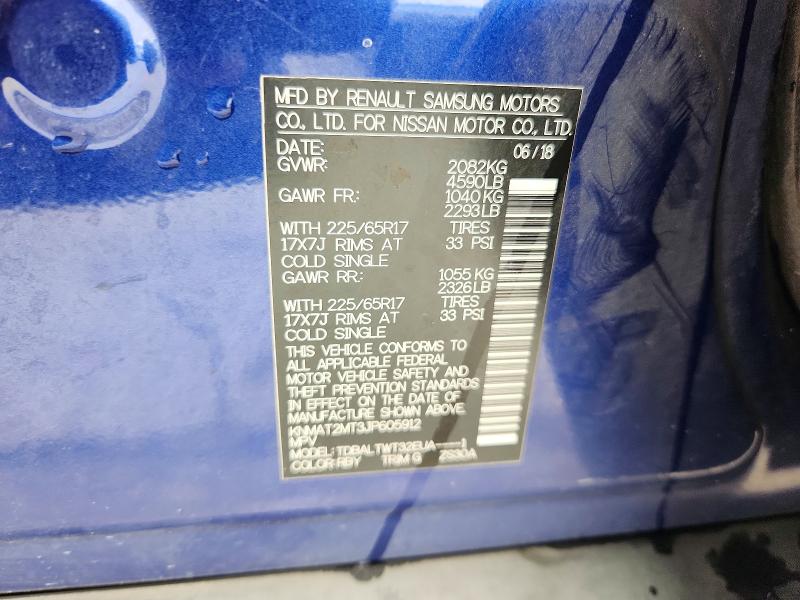 55549066 :رقم المزاد ، KNMAT2MT3JP605912 vin ، 2018 Nissan Rogue مزاد بيع