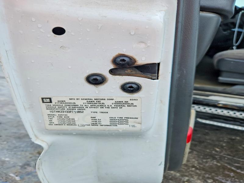 2003 Gmc Sierra მანქანა იყიდება აუქციონზე, vin: 1GTHK23133F214852, აუქციონის ნომერი: 55218856