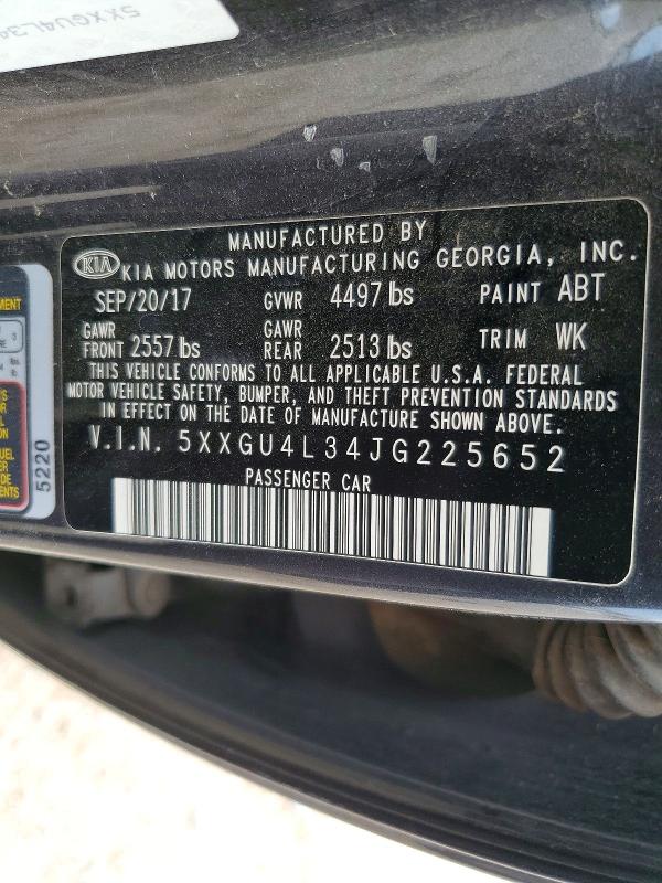 54304496 :رقم المزاد ، 5XXGU4L34JG225652 vin ، 2018 Kia Optima مزاد بيع