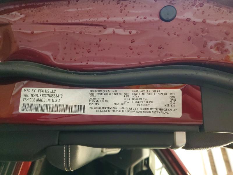 Продажа на аукционе авто 2022 Jeep Grand Cherokee, vin: 1C4RJKBG7N8538410, номер лота: 53849306