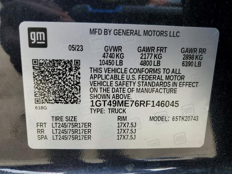 2024 Gmc Sierra მანქანა იყიდება აუქციონზე, vin: 1GT49ME76RF146045, აუქციონის ნომერი: 55064076