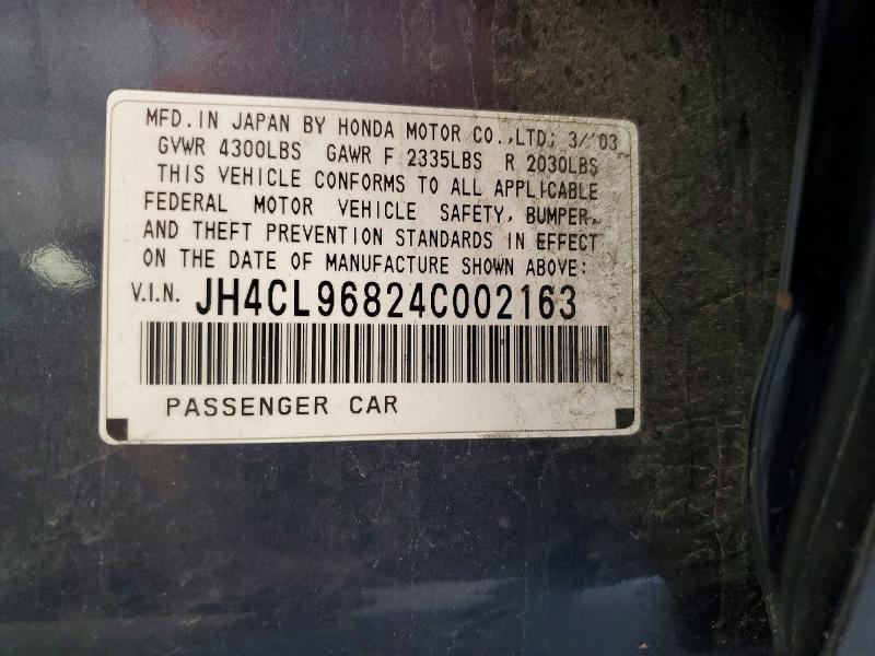 55040726 :رقم المزاد ، JH4CL96824C002163 vin ، 2004 Acura Tsx مزاد بيع
