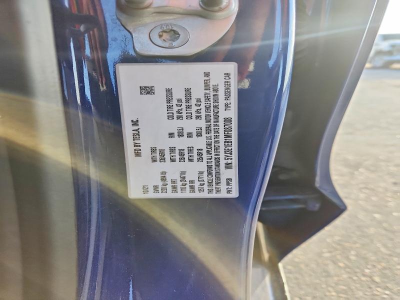 Aukcja sprzedaży 2021 Tesla Model 3, vin: 5YJ3E1EB1MF087008, numer aukcji: 52457276