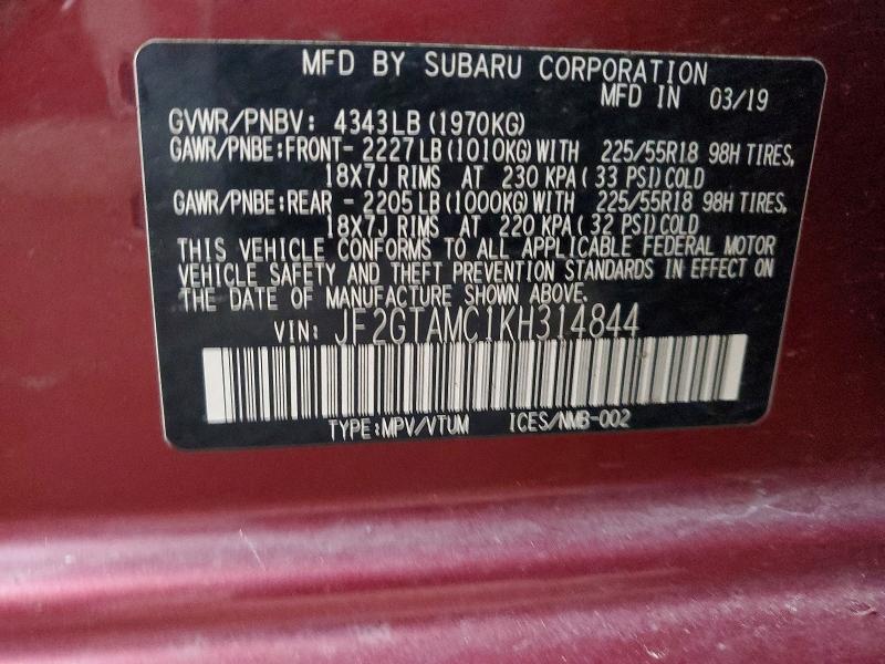 Продажа на аукционе авто 2019 Subaru Crosstrek, vin: JF2GTAMC1KH314844, номер лота: 51918156